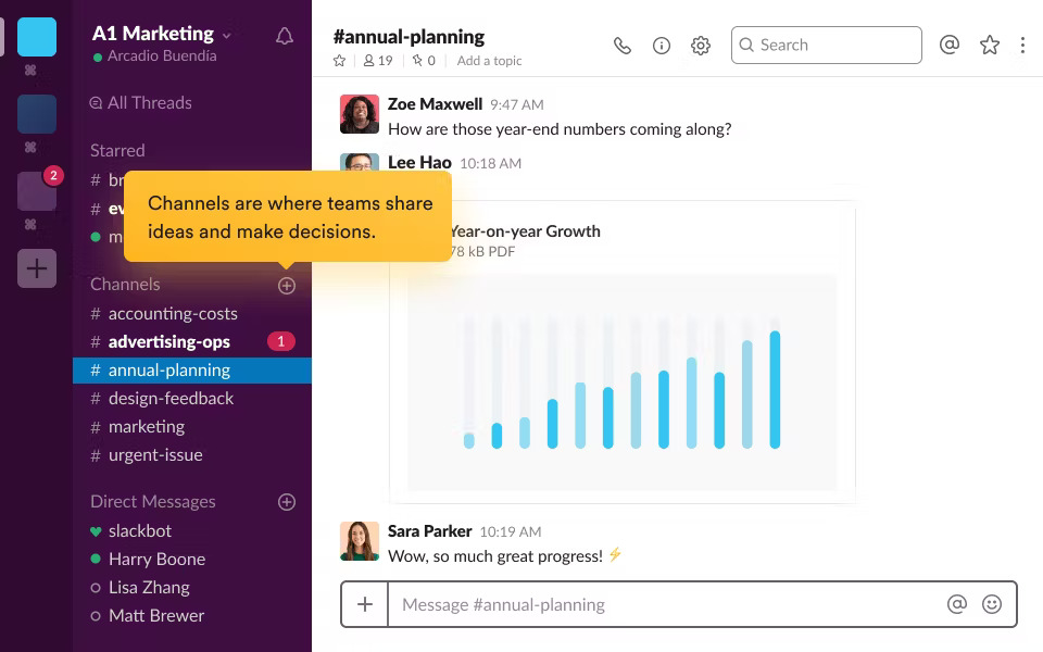 Facilitates team collaboration through instant messaging